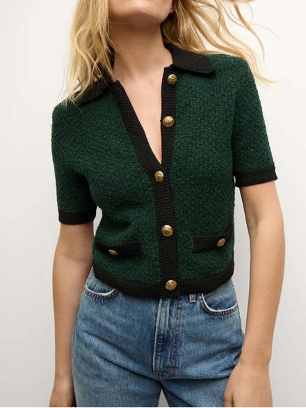 Veronica Beard Marie Cardigan Pine Green Size Medium